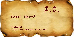 Petzl Dezső névjegykártya